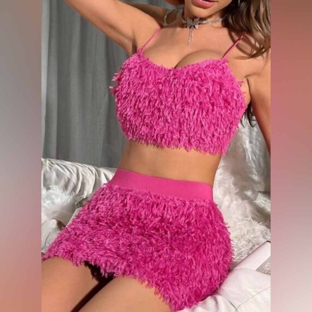 BAE Fuzzy Cami Top & Bodycon Skirt